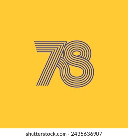 78 number seventy eight  multiple line logo design concept. Vector illustration