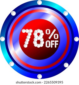 78% off. Banner for promotions and offers, vector illustration red white and blue colors, illustrative for commerce, buying and selling, awesome vector, best illustration. God is good!