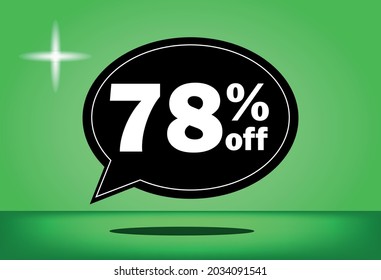78% de descuento - globo flotante negro y verde - con fondo verde - banner para ofertas promocionales de descuento y reducción