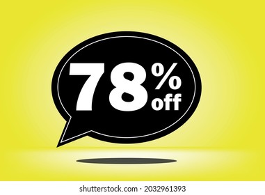 78% de descuento - globo flotante negro y amarillo - con fondo amarillo - banner para ofertas promocionales de descuento y reducción