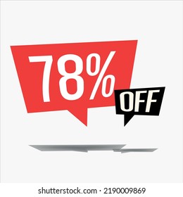 78% off discount sticker sale blue tag isolated vector illustration. discount offer price label, vector price discount symbol floating