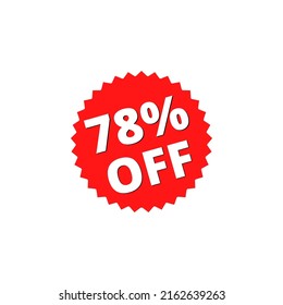 78% off with red sticker design. online discount template	