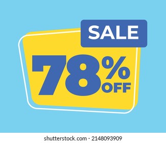 78% off tag seventy eight percent discount sale blue letter yellow background