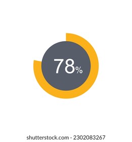 78% percentage infographic circle icons,78 percents pie chart infographic elements for Illustration, business, web design.