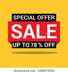 78 Percentage special offer sale a bright yellow background vector icon illustration.