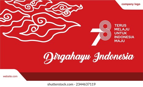 78 th Anniversary of Indonesia Independence day banner with cloudy (mega mendung) background. Dirgahayu Indonesia ke 78 thaun 2023background. Traditional batik vector