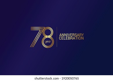 78 year anniversary celebration Gold Line. logotype isolated on Blue background for celebration, invitation card, and greeting card-Vector