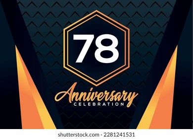 78 year anniversary celebration logo design with elegance double orange line on luxury background