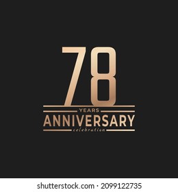 78 Year Anniversary Celebration with Thin Number Shape Golden Color for Celebration Event, Wedding, Greeting card, and Invitation Isolated on Dark Background