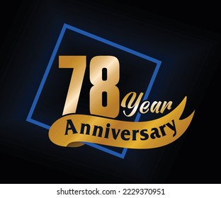 78 year Anniversary ordinal number Counting vector art illustration in stunning font on gold color on black background