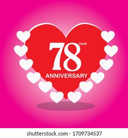 78 year anniversary, vector design with love for celebrations, invitation cards and greeting cards