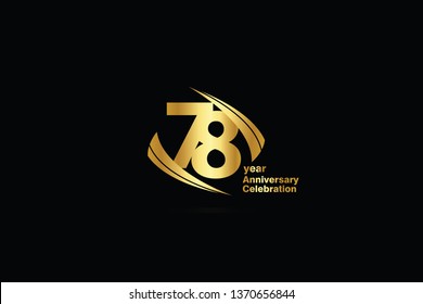 78 year minimalist logo years, jubilee, greeting card. Birthday invitation. Sign Cube Line Gold space vector illustration on black background - Vector