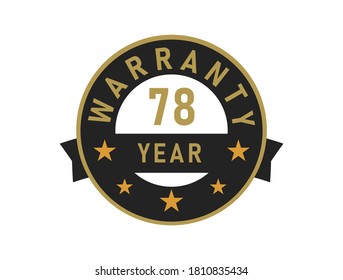 78 year warranty gold text with Black badge vector image