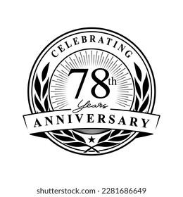 78 years anniversary celebration design template. 78th logo vector illustration.
