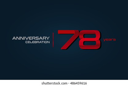 78 years anniversary celebration logo, red, isolated on dark blue background