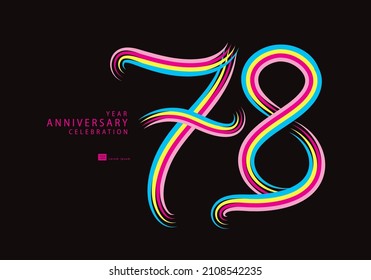 78 years anniversary celebration logotype colorful line vector, 78th birthday logo, 78 number, Banner template, vector design template elements for invitation card and poster.