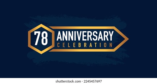 78 years anniversary celebration logotype colored with gold color and isolated on blue background
