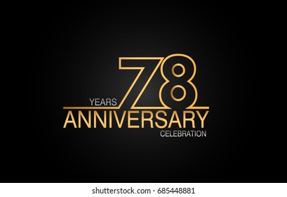 78 years anniversary celebration logotype. anniversary logo with golden and silver color isolated on black background, vector design for celebration, invitation card, and greeting card