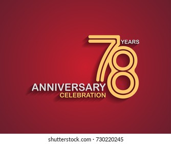 78 years anniversary celebration logotype with linked number gold and silver color isolated on red color. vector anniversary for celebration, invitation card, and greeting card