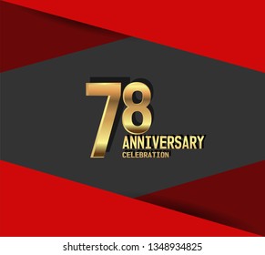 78 years Anniversary gold font with red fold on above and below font