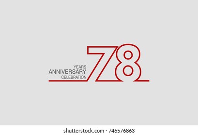 78 years anniversary linked logotype with red color isolated on white background for company celebration event