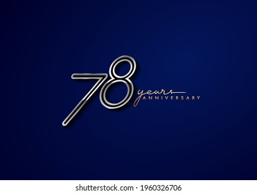 78 Years Anniversary Logo Silver Colored isolated on blue background, vector design for greeting card and invitation card