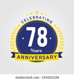 78 Years Anniversary Logo Template. Can be used for celebration event
