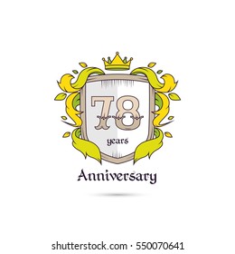 78 Years Anniversary Logo Using Heraldic Theme, Colorful and Isolated on white background