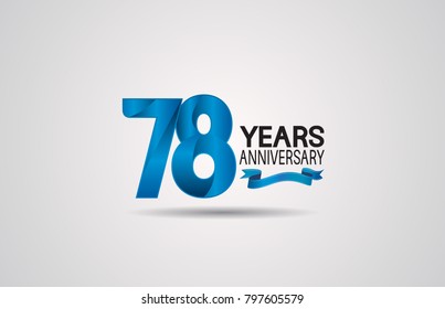 78 years anniversary logotype design with blue color and ribbon isolated on white background for celebration event