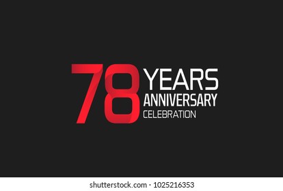 78 years anniversary logotype simple design with red and white color isolated on black background