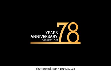 78 years anniversary logotype with single line golden and silver color for celebration 