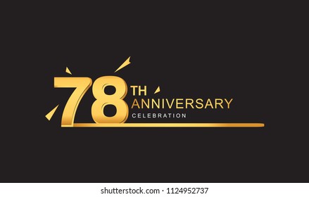 78 years anniversary logotype with single line golden and golden confetti for anniversary celebration
