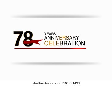 78 years anniversary simple black colored number  design with red ribbon isolated on white background for celebration
