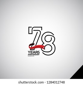 78 years anniversary simple design with red ribbon for celebration