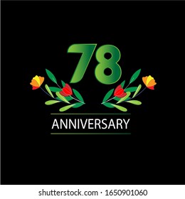 78 años de aniversario. Tarjeta de saludo decorativa floral para celebración