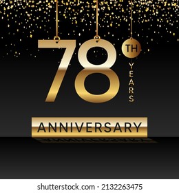 78 years anniversary, vector design for anniversary celebration with gold color on black background, simple and luxury design. logo vector template