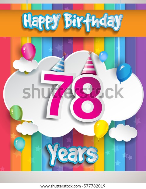 78 Years Birthday Celebration Balloons Clouds Stock Vector (Royalty ...