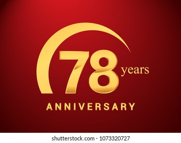 78 Years Golden Anniversary Logo Golden Stock Vector (Royalty Free ...