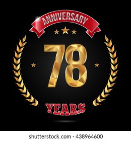 78 years golden anniversary logo, low poly design number