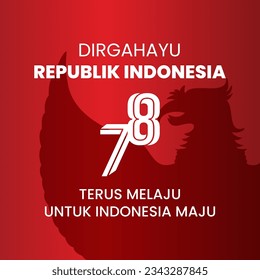 78 Years Of Independence Day Republic Of Indonesia. Dirgahayu Kemerdekaan RI 2023. (English translation: Indonesian independence). Illustration Logo, Banner, Poster Design. EPS 10.