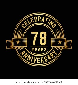 Plantilla de diseño de logotipo de 78 años. Vector e ilustración del 78º aniversario.