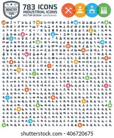 783 Icons,Industry,construction,factory,building,shipping,cargo,pollution,engineering icons,clean vector