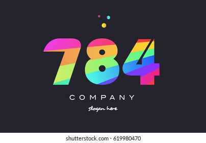 784 creative color green orange blue magenta pink number digit company logo vector icon spectrum svg