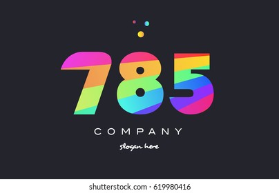 785 creative color green orange blue magenta pink number digit company logo vector icon spectrum