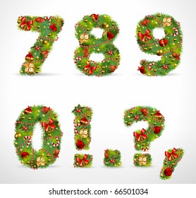 7890, vector christmas tree font