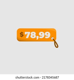 Icono de etiqueta de precio de $78.99 con vectorización naranja