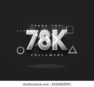 78k followers background, thank you with silver metallic numbers.