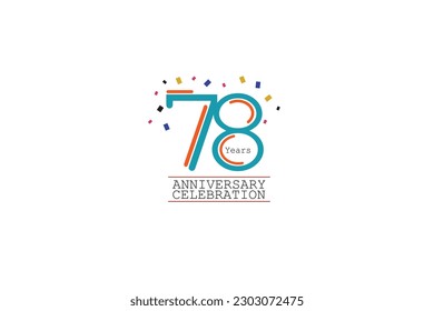 78th, 78 years, 78 year anniversary 2 colors blue and orange on white background abstract style logotype, vector design for celebration vector