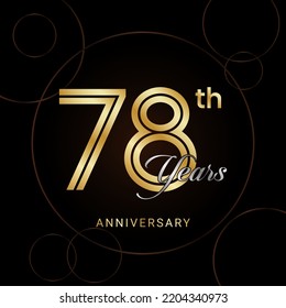 78th Anniversary Celebration with golden text, Golden anniversary vector template