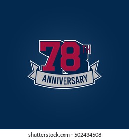 78th Anniversary Celebration Logo using 3d Number, Red Colored Isolated in Blue Background. Retro Style 